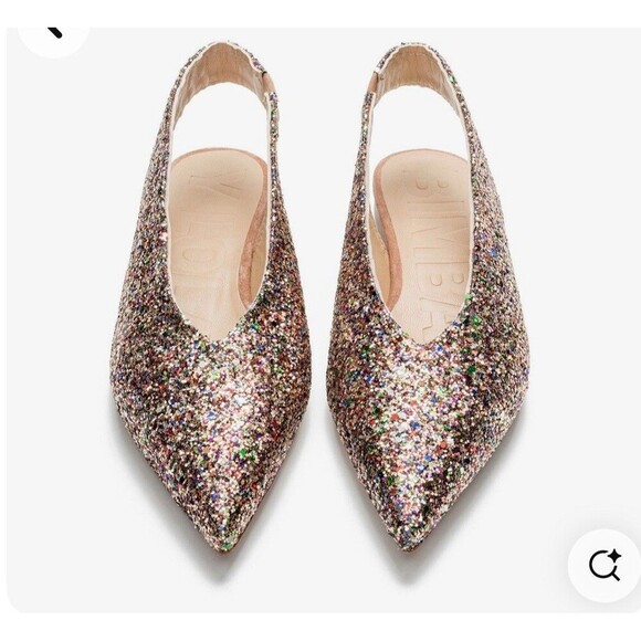 Bimba y Lola Glitter Sling Back Flats Pointed Toe Made In Spain EU 38 US 7.5 - Picture 10 of 10